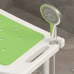Homcom Siège de douche réglable en hauteur tabouret de douche ergonomique pieds antidérapants charge max. 135 Kg alu HDPE blanc vert* Siège De Douche