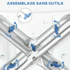 Homcom Siège de douche réglable en hauteur tabouret de douche ergonomique pieds antidérapants charge max. 150 Kg alu HDPE blanc bleu