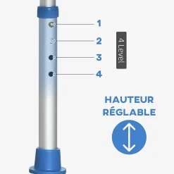 Homcom Siège de douche réglable en hauteur tabouret de douche ergonomique pieds antidérapants charge max. 150 Kg alu HDPE blanc bleu