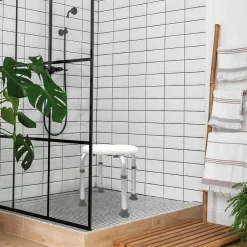 Linxor Siège, tabouret de douche rond réglable en hauteur - Blanc - Vivezen* Siège De Douche