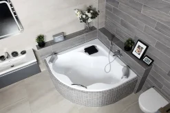 Siko 140 x 140 cm Samanta Plus baignoire d'angle en acrylique, sans pieds, blanc (SM1400PLUS)* Baignoire D'Angle