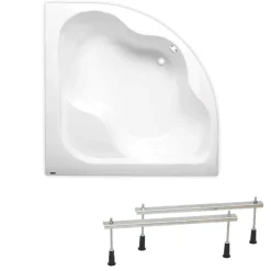 Siko 150 x 150 cm Synthia Plus baignoire d'angle avec pieds, Acrylique, Gauche et Droite, Blanc (SY1500PLUS-SET)