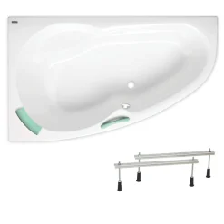 Siko Laguna Fortuna baignoire d'angle avec pieds, 160 x 100 cm, acrylique, gauche, blanc (FO1600LPLUS-SET )* Baignoire Îlot