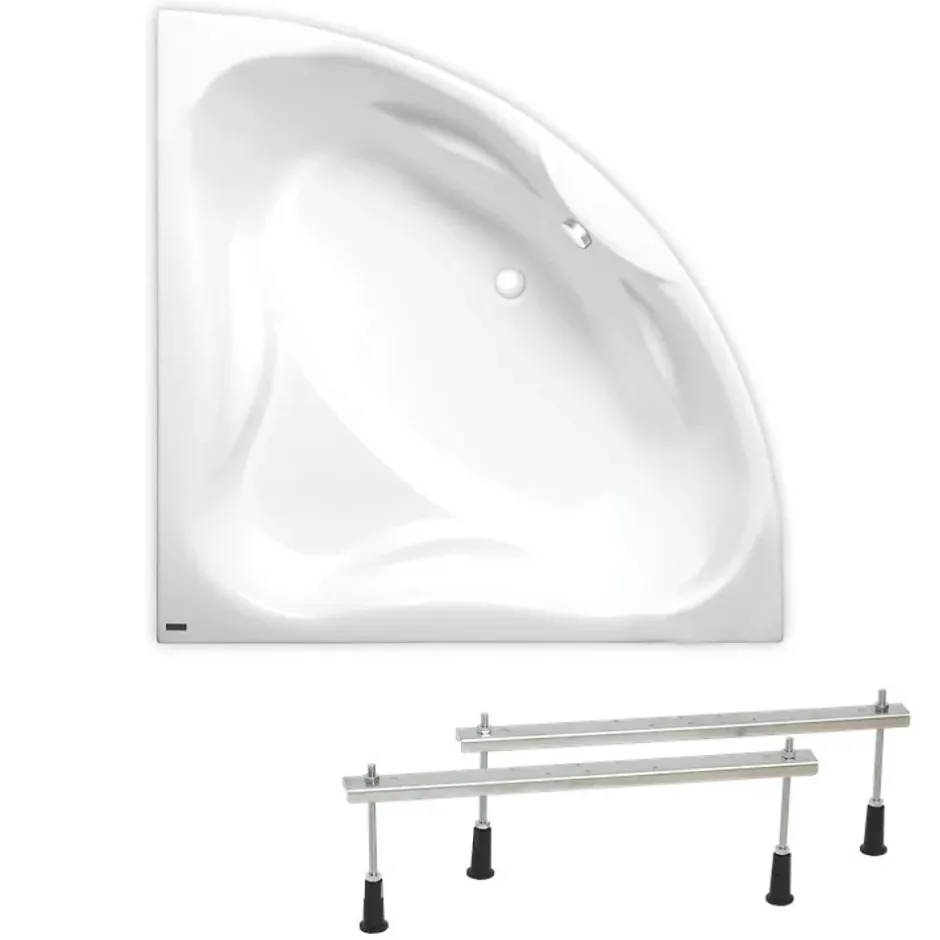 Siko 140x140 cm Cornelia baignoire d'angle avec pieds, Acrylique, Gauche et Droite, Blanc (CO1400NEW-SET)