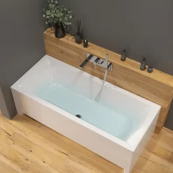 Siko 170x70 cm Cube Way Plus baignoire rectangulaire en acrylique, gauche et droite, sans pieds, blanc (CUB1700PLUS)