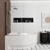 Siko 160x100 cm Fortuna Plus baignoire d'angle en acrylique, gauche + tablier + pare-baignoire, pieds, blanc (FO1600LPLUS-SETP1)