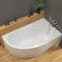 Siko 170x100 cm Fortuna Plus baignoire asymétrique en acrylique, droite, sans pieds, blanc (FO1700PPLUS)