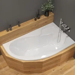 Siko 170x100 cm Fortuna Plus baignoire asymétrique en acrylique, droite, sans pieds, blanc (FO1700PPLUS)