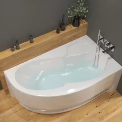 Siko 150x100 cm Fortuna Plus baignoire asymétrique en acrylique, droite, sans pieds, blanc (FO1500PPLUS)* Baignoire Asymétrique