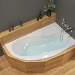 Siko 150x100 cm Fortuna Plus baignoire asymétrique en acrylique, droite, sans pieds, blanc (FO1500PPLUS)* Baignoire Asymétrique