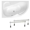 Siko 150x100 cm Fortuna Plus baignoire asymétrique avec pieds, Acrylique, Gauche, Blanc (FO1500LPLUS-SET)* Baignoire Asymétrique