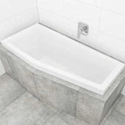 Siko 160x70 cm Laguna Aneta baignoire bain/douche asymétrique avec pieds, acrylique, gauche, blanc (AN1600LPLUS-SET)