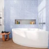 Siko 140x95 cm Laguna Luiza baignoire d'angle gain de place en acrylique, droite + tablier 140 cm + pieds, blanc (LU1400P-SET1)