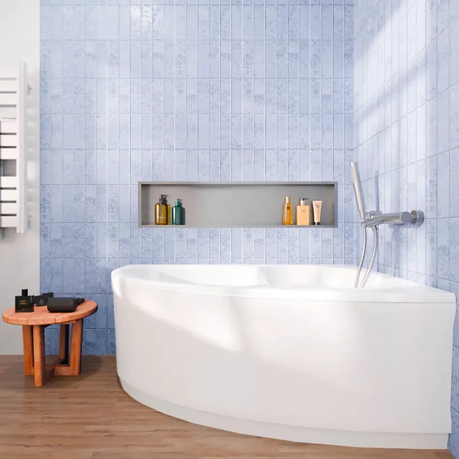 Siko 140x95 cm Laguna Luiza baignoire d'angle gain de place en acrylique, droite + tablier 140 cm + pieds, blanc (LU1400P-SET1)