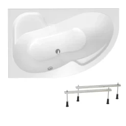 Siko 150x95 cm Laguna Luiza baignoire asymétrique avec pieds, acrylique, droite, blanc (LU1500P-SET)* Baignoire Asymétrique