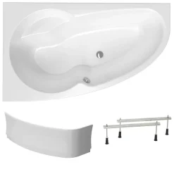 Siko 150x95 cm Laguna Luiza baignoire asymétrique en acrylique, gauche + tablier 150 cm + pieds, blanc (LU1500L-SET1)* Baignoire Asymétrique