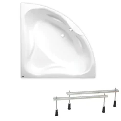 Siko 150x150 cm Royale baignoire d'angle avec pieds, Acrylique, Gauche et Droite, Blanc (RO1500NEW-SET)* Baignoire D'Angle