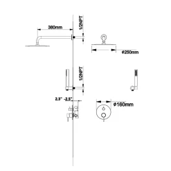 Silla Global Silla Élégant Colonne de Douche en Laiton Encastrée, Ensemble de Douche Mécanique, Noir mat* Colonne De Douche Encastrable