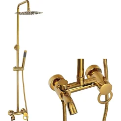 Silla Global Silla Élégant Colonne de Douche retro avec Mitigeur Réglable en Hauteur Système de Douche, Doré* Colonne De Douche Mécanique