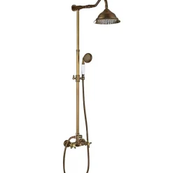 Silla Global Silla Élégant Colonne de Douche retro avec Mitigeur Réglable en Hauteur Système de Douche, Doré