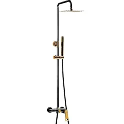 Silla Global Silla Élégant Colonne de Douche avec Mitigeur Réglable en Hauteur Système de Douche, Noir / Doré