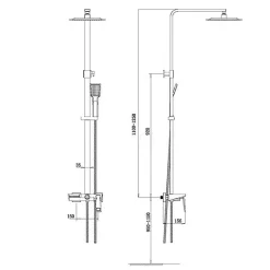 Silla Global Silla Élégant Colonne de Douche avec Mitigeur Réglable en Hauteur Système de Douche, Noir / Doré