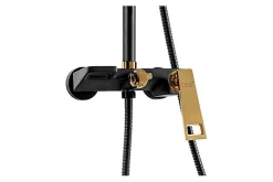 Silla Global Silla Élégant Colonne de Douche avec Mitigeur Réglable en Hauteur Système de Douche, Noir / Doré