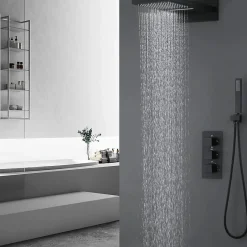 Silla Global Silla Élégant Colonne de Douche Thermostatique en Laiton Encastrée, Ensemble de Douche Mécanique, Noir* Colonne De Douche Encastrable