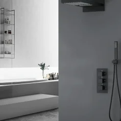 Silla Global Silla Élégant Colonne de Douche Thermostatique en Laiton Encastrée, Ensemble de Douche Mécanique, Noir* Colonne De Douche Encastrable
