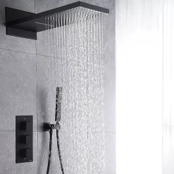 Silla Global Silla Élégant Colonne de Douche Thermostatique en Laiton Encastrée, Ensemble de Douche Mécanique, Noir* Colonne De Douche Encastrable