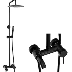 Silla Global Silla Élégant Colonne de Douche retro avec Mitigeur Réglable en Hauteur Système de Douche, Noir