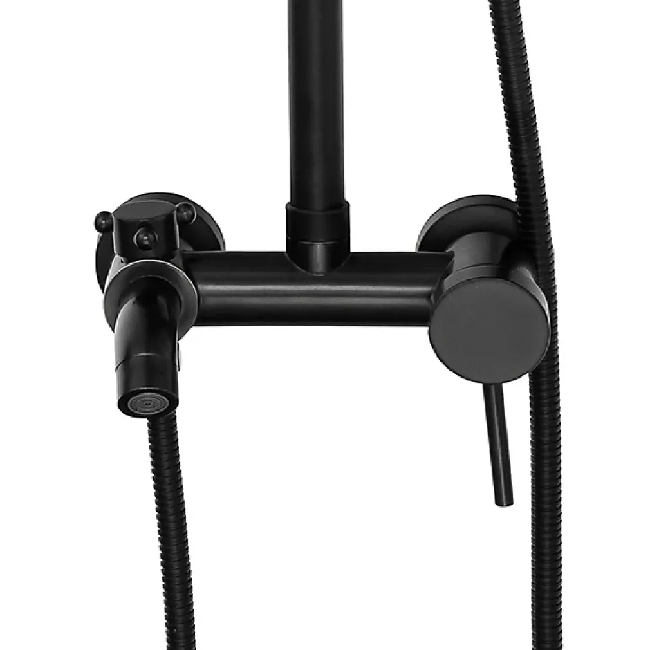 Silla Global Silla Élégant Colonne de Douche retro avec Mitigeur Réglable en Hauteur Système de Douche, Noir