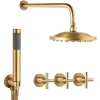 Silla Global Silla Élégant Colonne de Douche retro en Laiton Encastrée, Ensemble de Douche Mécanique, Vintage Doré