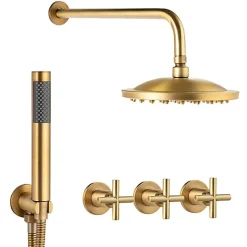 Silla Global Silla Élégant Colonne de Douche retro en Laiton Encastrée, Ensemble de Douche Mécanique, Vintage Doré