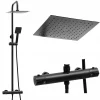 Silla Global Silla Élégant Colonne de Douche avec Mitigeur Réglable en Hauteur Système de Douche, Noir mat