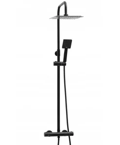 Silla Global Silla Élégant Colonne de Douche avec Mitigeur Réglable en Hauteur Système de Douche, Noir mat