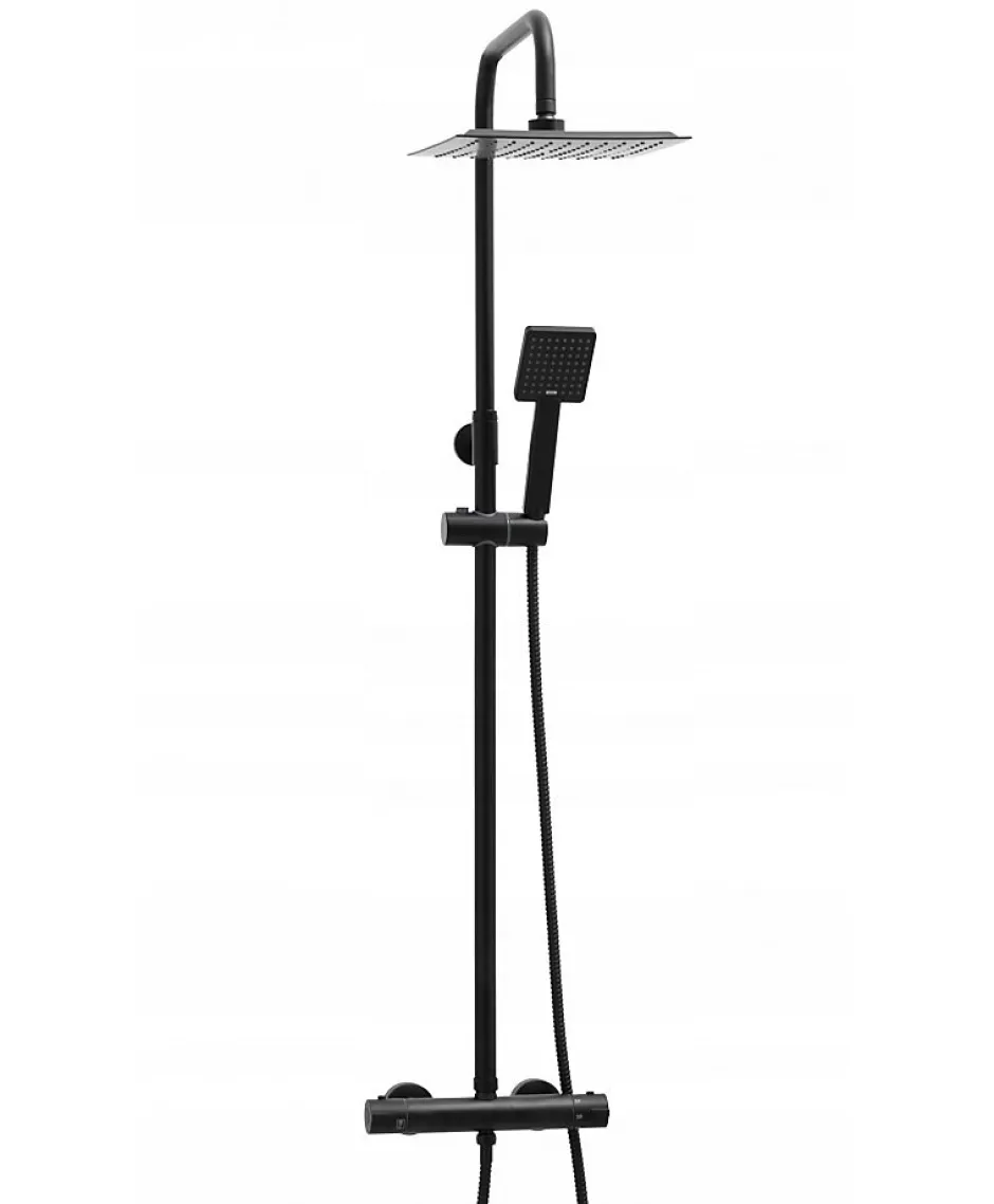 Silla Global Silla Élégant Colonne de Douche avec Mitigeur Réglable en Hauteur Système de Douche, Noir mat