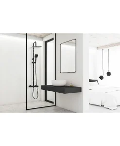 Silla Global Silla Élégant Colonne de Douche avec Mitigeur Réglable en Hauteur Système de Douche, Noir mat