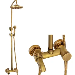 Silla Global Silla Élégant Colonne de Douche retro avec Mitigeur Réglable en Hauteur Système de Douche, Vintage Doré* Colonne De Douche Mécanique