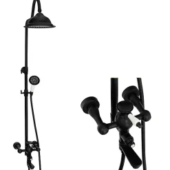 Silla Global Silla Élégant Colonne de Douche retro avec Mitigeur Réglable en Hauteur Système de Douche, Noir