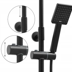 Silla Global Silla Élégant Colonne de Douche avec Mitigeur Réglable en Hauteur Système de Douche, Noir* Colonne De Douche Mécanique