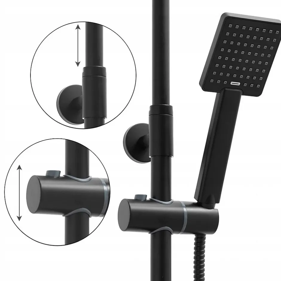 Silla Global Silla Élégant Colonne de Douche avec Mitigeur Réglable en Hauteur Système de Douche, Noir* Colonne De Douche Mécanique