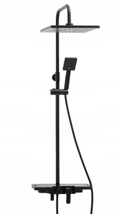 Silla Global Silla Élégant Colonne de Douche avec Mitigeur Réglable en Hauteur Système de Douche, Noir* Colonne De Douche Mécanique