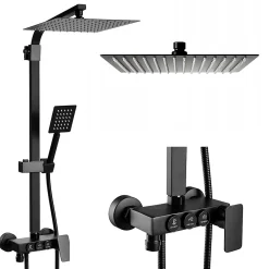 Silla Global Silla Élégant Colonne de Douche avec Mitigeur Réglable en Hauteur Système de Douche, Noir* Colonne De Douche Mécanique