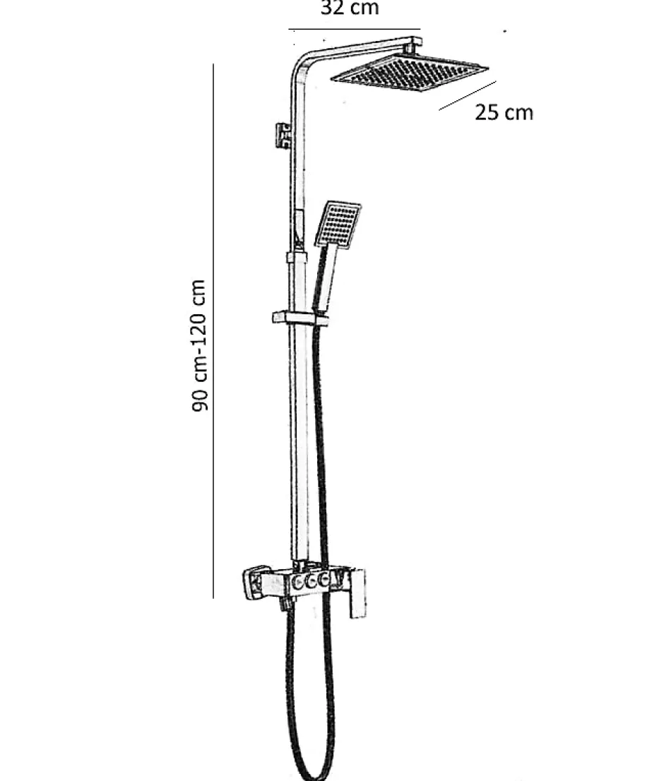Silla Global Silla Élégant Colonne de Douche avec Mitigeur Réglable en Hauteur Système de Douche, Noir* Colonne De Douche Mécanique