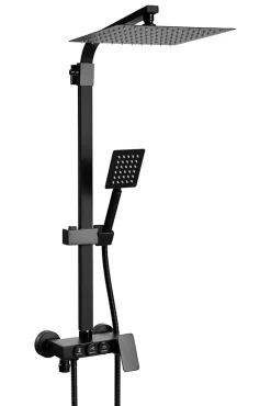 Silla Global Silla Élégant Colonne de Douche avec Mitigeur Réglable en Hauteur Système de Douche, Noir* Colonne De Douche Mécanique