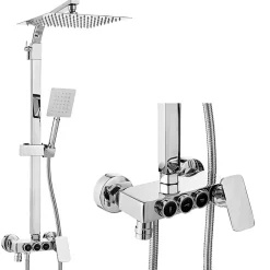 Silla Global Silla Élégant Colonne de Douche avec Mitigeur Réglable en Hauteur Système de Douche, Chrome