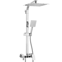 Silla Global Silla Élégant Colonne de Douche avec Mitigeur Réglable en Hauteur Système de Douche, Chrome