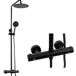 Silla Global Silla Élégant Colonne de Douche avec Mitigeur Réglable en Hauteur Système de Douche termostatique, Noir* Colonne De Douche Mécanique