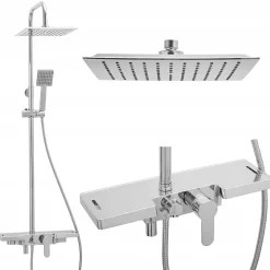 Silla Global Silla Élégant Colonne de Douche avec Mitigeur Réglable en Hauteur Système de Douche, Chrome* Colonne De Douche Mécanique